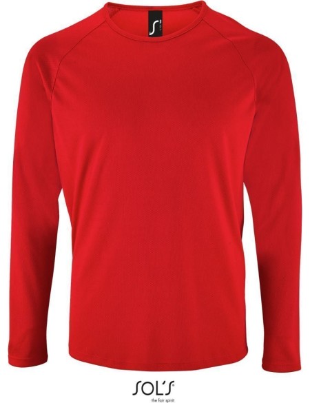 Pánské sportovní tričko SPORTY s dlouhým rukávem - Červená 3XL