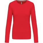 Dámské tričko - Kariban K383 s dlouhým rukávem - Červená 3XL