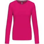 Dámské tričko - Kariban K383 s dlouhým rukávem - Fuchsia S