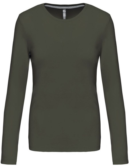 Dámské tričko - Kariban K383 s dlouhým rukávem - Dark khaki XXL