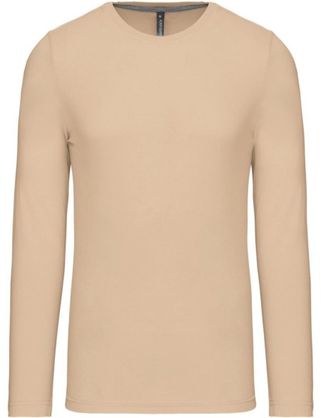 Pánské tričko - Kariban K359 s dlouhým rukávem - Light sand XL