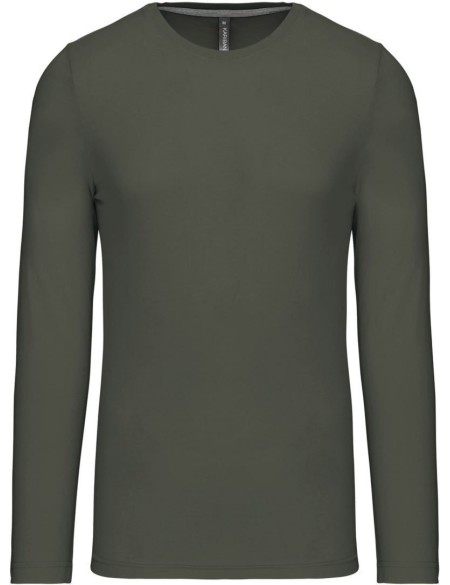 Pánské tričko - Kariban K359 s dlouhým rukávem - Dark khaki XXL