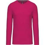Pánské tričko - Kariban K359 s dlouhým rukávem - Fuchsia 4XL