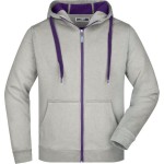 Pánská mikina Doubleface JN355 - Grey heather/purple S