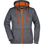 Dámská mikina s kapucí Doubleface - Carbon/orange XXL