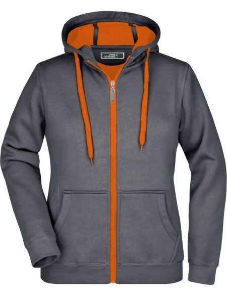 Dámská mikina s kapucí Doubleface - Carbon/orange XXL
