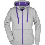 Dámská mikina s kapucí Doubleface - Hrey heather/purple XL