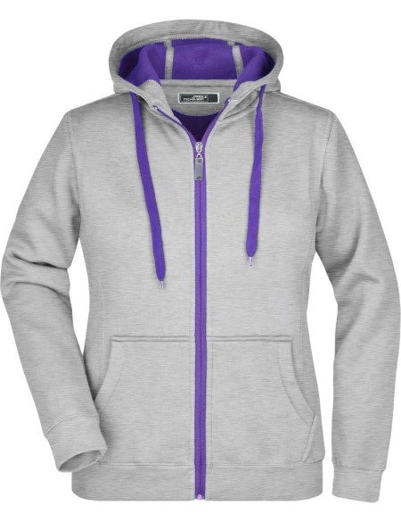 Dámská mikina s kapucí Doubleface - Hrey heather/purple XL