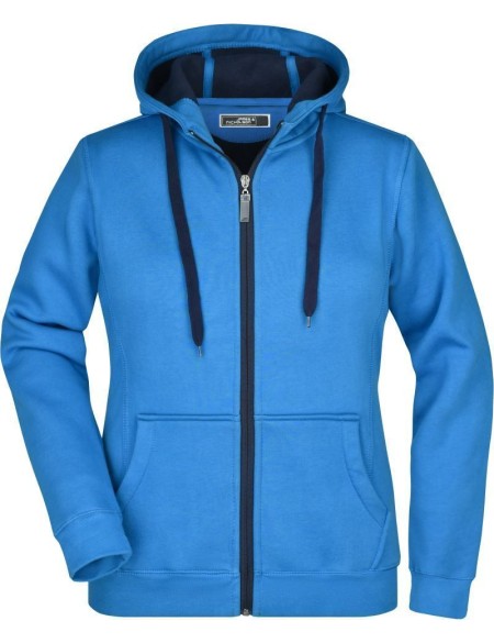 Dámská mikina s kapucí Doubleface - Azure/navy L