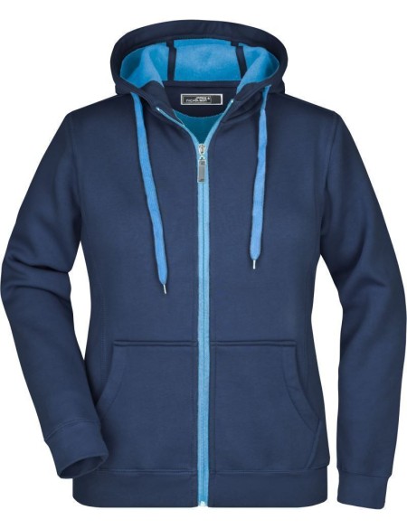 Dámská mikina s kapucí Doubleface - Navy/aqua XXL