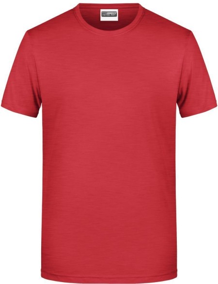Pánské tričko z bio bavlny James+Nicholson 8008 - Carmine red melange L