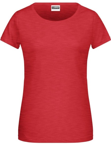 Dámské tričko z bio bavlny James+Nicholson 8007 - Carmine red melange XS