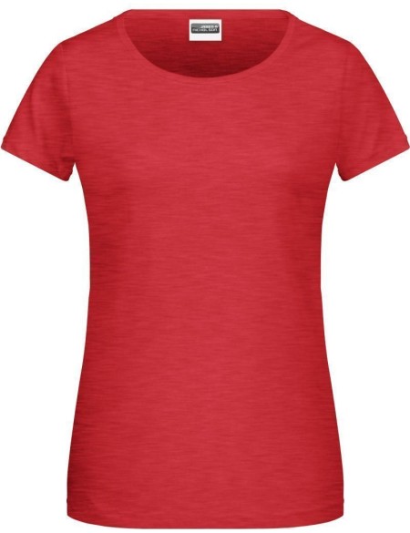 Dámské tričko z bio bavlny James+Nicholson 8007 - Carmine red melange XL